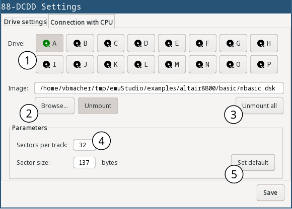 Settings window of 88-DCDD