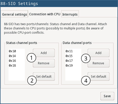 88-SIO CPU ports settings