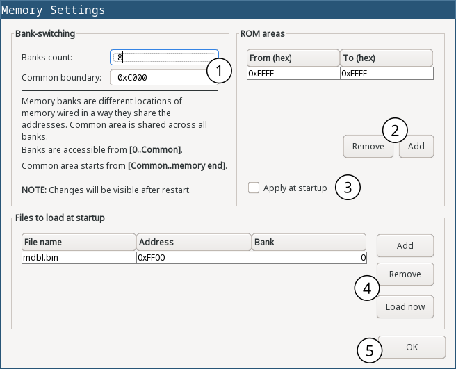 Memory settings