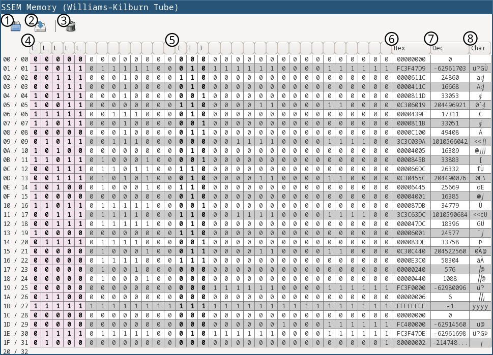 SSEM Memory GUI sample look